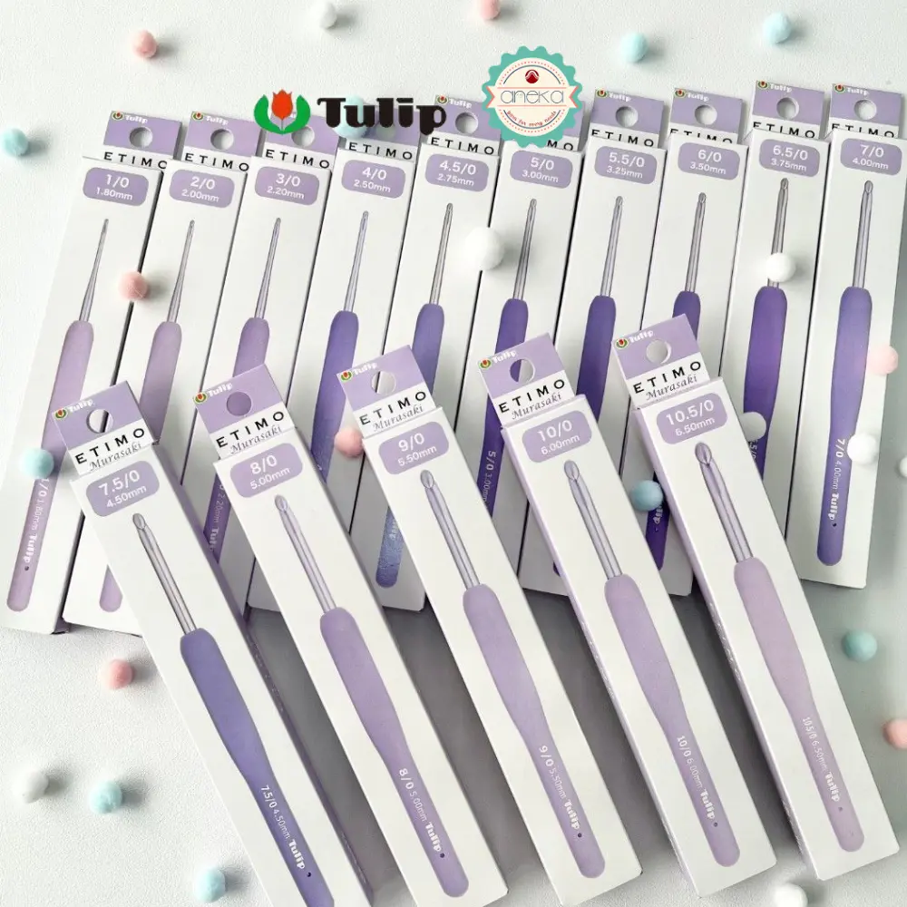 TULIP - [PCS] Alat Rajut Hakpen Etimo Murasaki /  Lavender Crochet Hook with Cushion Grip