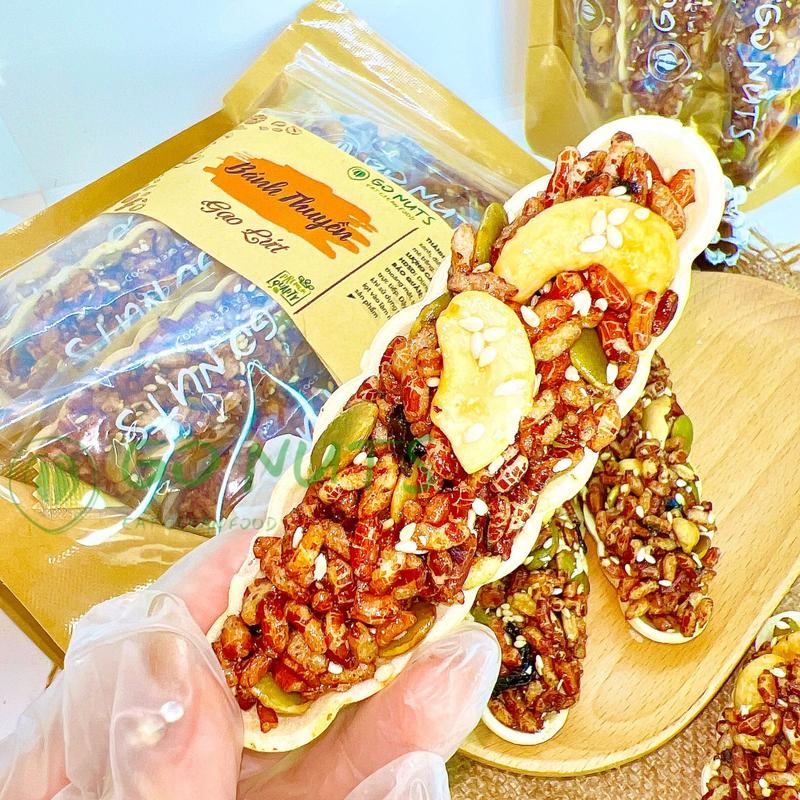 Bánh thuyền gạo lứt GO NUTS mix hạt dinh dưỡng không đường tạo ngọt bằng mật ong bánh hạt mix ngũ cốc dinh dưỡng