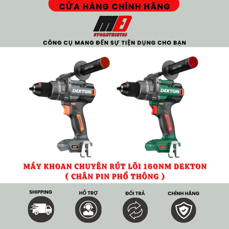 Máy Khoan 160Nm Chuyên Công Trình - Rút Lõi Điện Lạnh Dùng Pin 21V Dekton M21-ID13160Pro Đầu Kẹp JCB VF - Jacobs Vonfram Có Tạo Xung Chống Lật Cổ Tay Chân Pin Phổ Thông Đầu Kẹp Jacobs Vonfarm 13mm Auto Lock