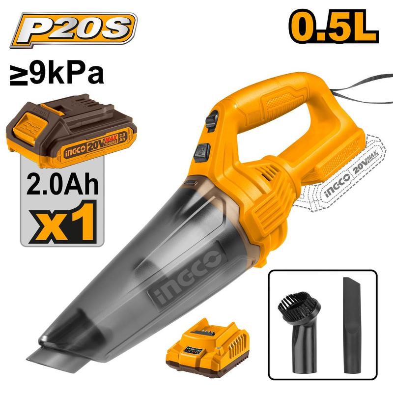 Máy hút bụi cầm tay dùng pin 20V Ingco CVLI2012 (có 1 pin 20V), Làm Sạch xe hơi, nhà cửa hiệu quả