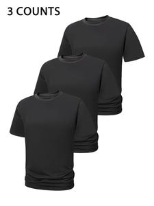Men's Solid Short Sleeve Tee, Casual Comfy Breathable T-shirt for Daily Wear, Men's Top for All Seasons