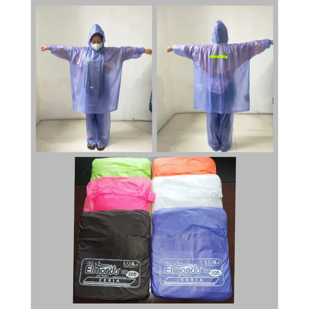 Jas Hujan Raincoat Ponco Lengan + Celana Elmondo 205 Setelan