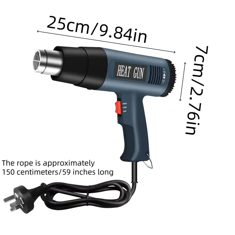 Heat Gun 122℉~1022℉ Variable Temperature Control Overload Protect, Plug and Play Fast Heating Heavy Duty Hot Air Gun Kit for Crafts Shrink Wrapping Tubing Removing Epoxy 1