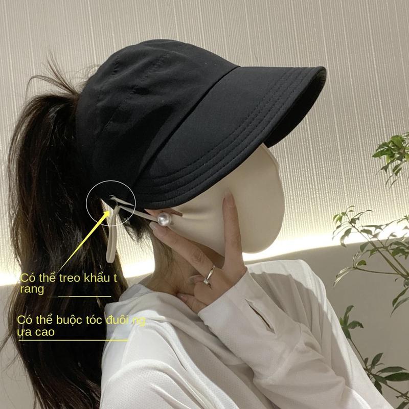 Mũ chống nắng, Nón chống nắng hở chóp vải mềm mỏng vành rộng có móc đeo khẩu trang
