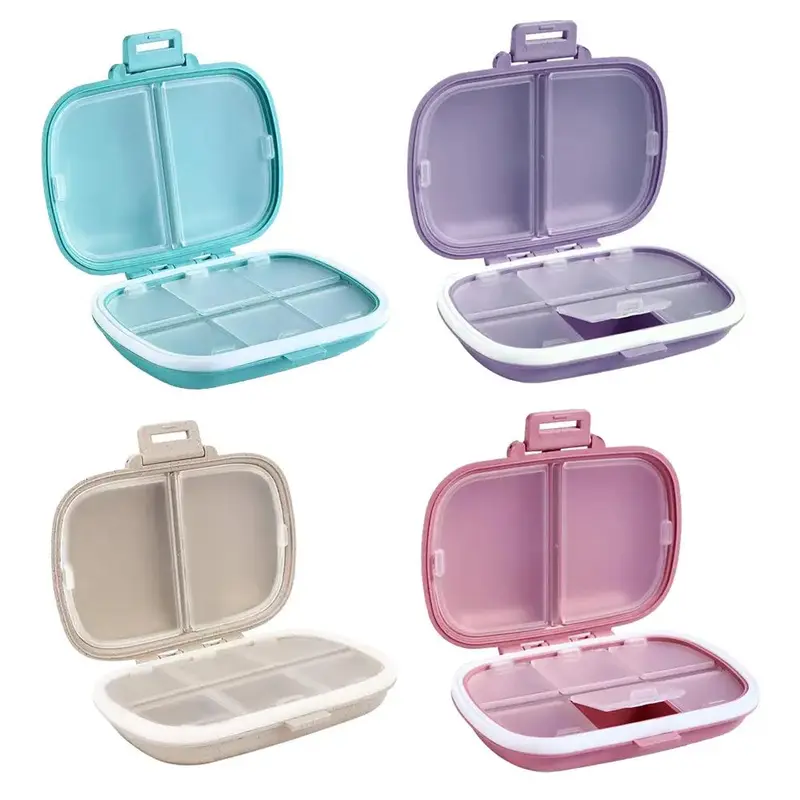 8-compartments Pill Organizer, 1 Count Mini Portable Pill Case, Dustproof Pocket Medicine Storage Box, Home Organizer for Daily Travel 8