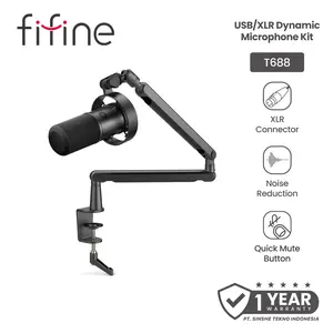 FIFINE T688 Mic Podcast USB-C – Mikrofon Dynamic Streaming + Boom Arm & Shock Mount