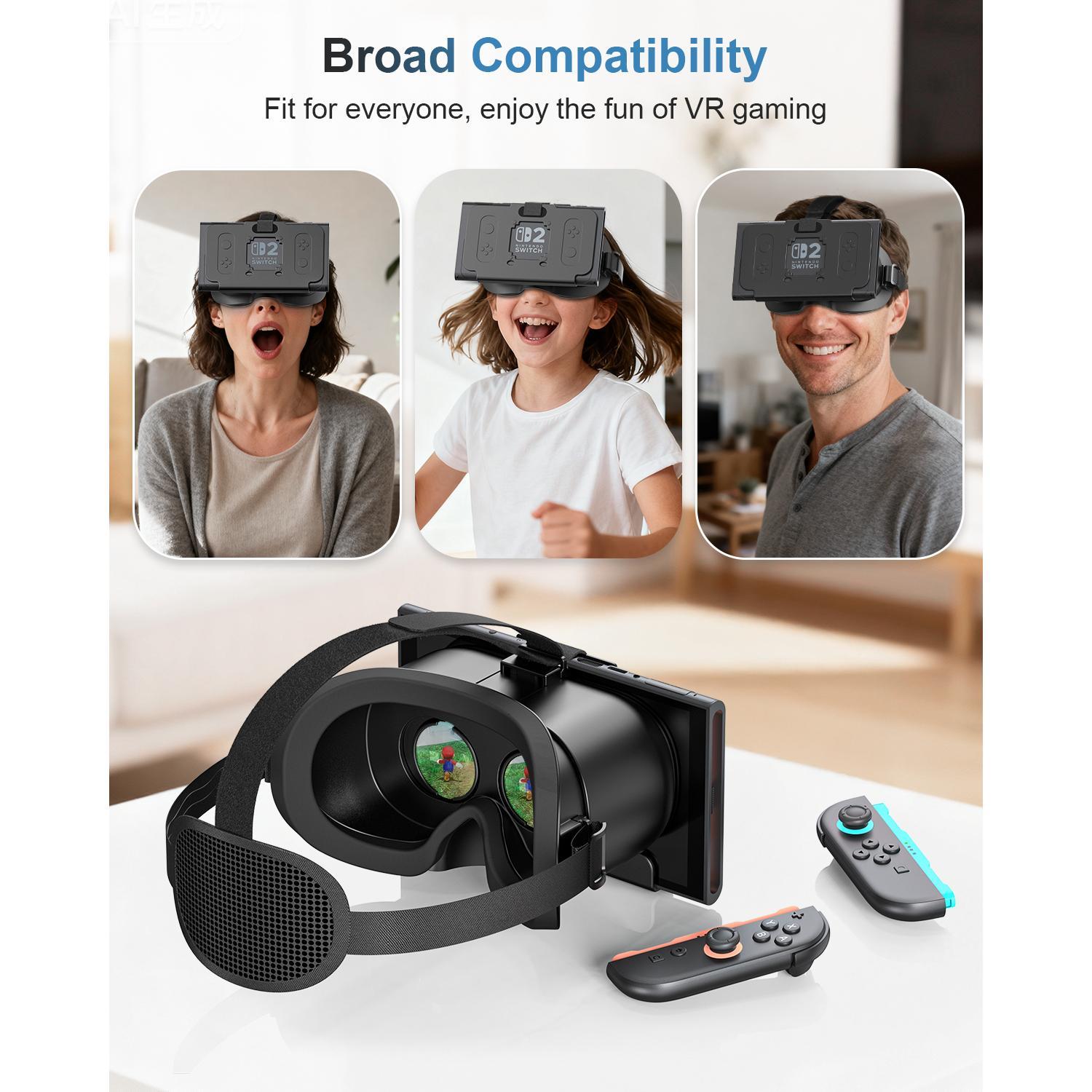 VR Headset For Nintendo Switch 2 3D Glasses Virtual Reality Movies NS 2 VR Immersive Gaming Experience Headband Adjustable Lens