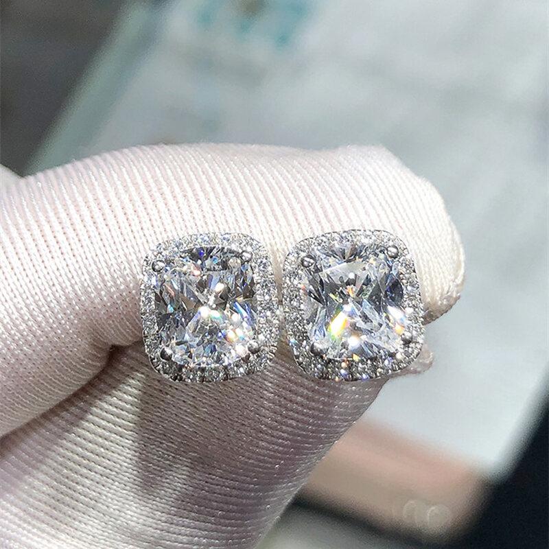 Product Introduction of Huitan Bright White/Yellow/Pink CZ Stud Earrings for Women Fashion Contracted Jewelry High Quality Wedding Engagement Earrings 5
