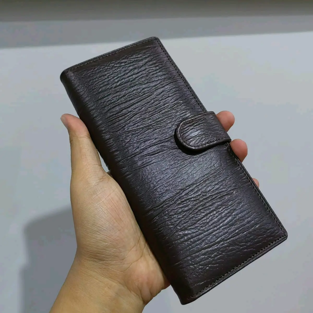 dompet kulit sw cetet coklat tua serat kayu premium kulit sapi asli garut