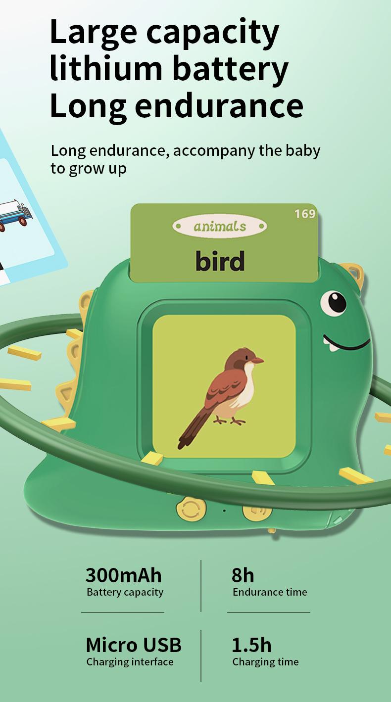 Product Introduction of 2024 Dinosaur Jr card machine Talking flash card children's toys educational plug-in learning machine 12