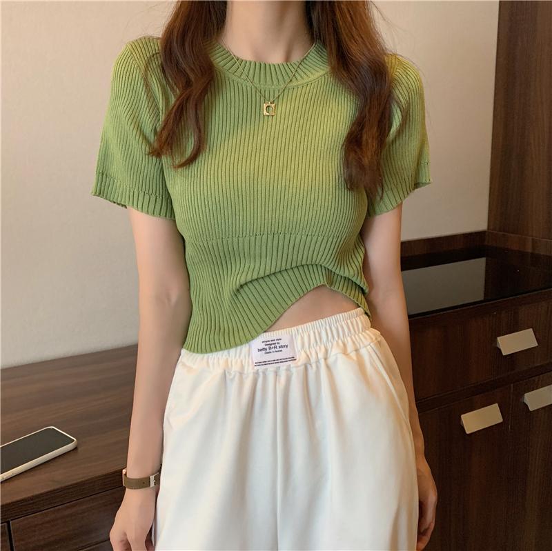 Product Introduction of Áo Thun ngắn Tay, Vừa Vặn Đàn Hồi, Phong Cách Pháp, Áo Sơ Mi Nhỏ Áo Mặc Bên Ngoài Kiểu Ngắn Phong Cách Phương Tây Cao Cấp, Áo Cơ Sở 5