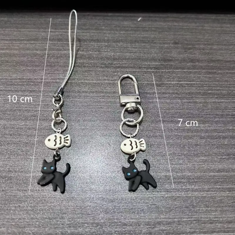 Charm Điện Thoại Mèo Đen, Phong Cách Kawaii, Thủ Công, Phong Cách Y2K, Phụ Kiện Móc Chìa Khóa, Dây Đeo Điện Thoại Di Động Dây Đeo Máy Ảnh CCD 3