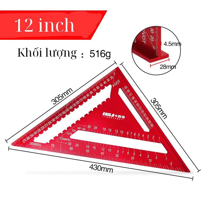 Thước ke góc vuông - Thước Tam Giác - Thước ke góc - Thước đo góc hợp kim nhôm cao cấp