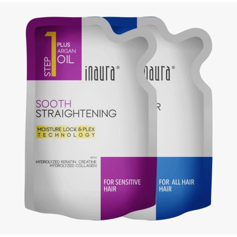 Inaura Magia Straight Smoothing Keratin System Pouch 130ML Step 1 & Step 2 All Variant Lengkap - paket lengkap sudah termasuk step 1 & step 2 Meluruskan 2