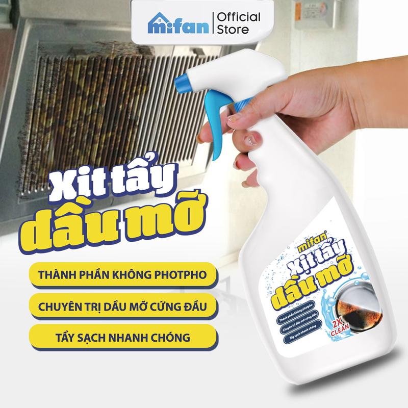 Xịt Tẩy Dầu Mỡ Nhà Bếp Mifan 500ml - Vệ sinh vết bẩn cứng đầu trên tường sàn bếp ga lưới máy hút mùi xoong nồi chảo