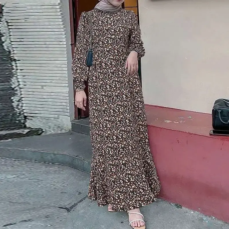 Muslim Clothing Bohemian Sundress Elegant Abaya Zazawa Long Sleeve Vestido
