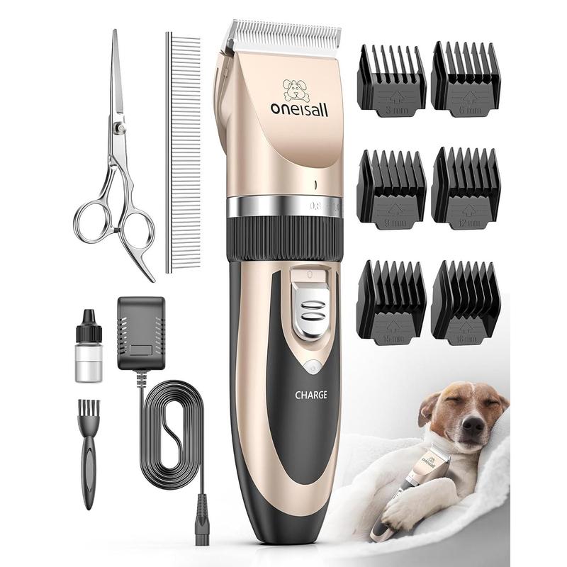 TikTok Shop oneisall Dog Shaver Clippers Low Noise Rechargeable Cordless Electric Quiet Hair Clippers Set for Dogs Cats Pets