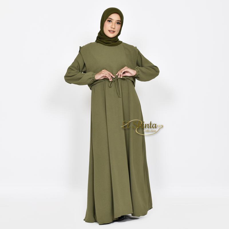 Alesha Dress Maxi Gamis Crinkle Airflow ALL SIZE FIT XL By El Shinta Collection 2