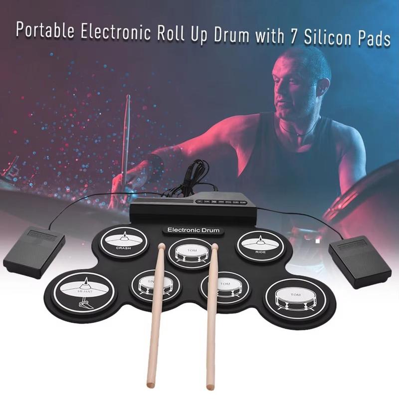 1 hộp Silicone 7 miếng Bộ Trống điện tử Với họa tiết hiệu ứng âm thanh USB…