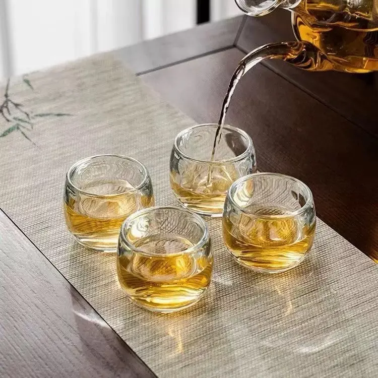 [Hàng dày L1] Bộ 6 ly trà lục thủy 80ml trong suốt chất liệu thủy tinh sang trọng làm ly trà, ly tửu, thuytinh dep, ly trà Tết 6