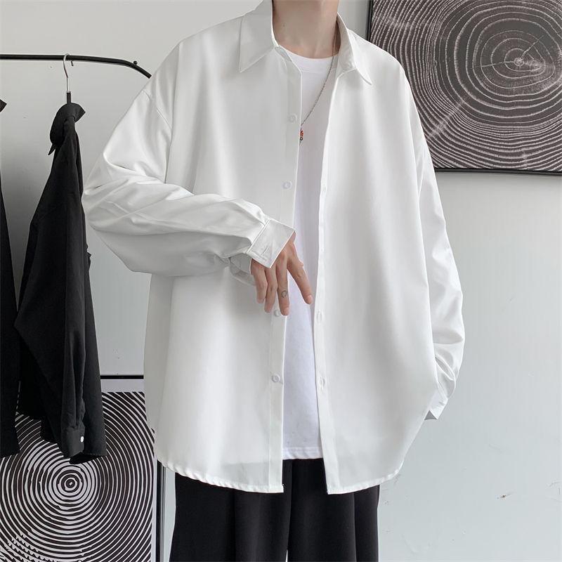 Áo Sơ Mi Trắng Đồng Phục DK, Phong Cách Preppy, Dành Cho Nam Giới, Tay Áo Dài, Phong Cách Hồng Kông, Dáng Rộng Rãi Và Thường Ngày, Phong Cách Hàn Quốc, Hợp Xu hướng, Dễ Phối Đồ, Áo Khoác 7