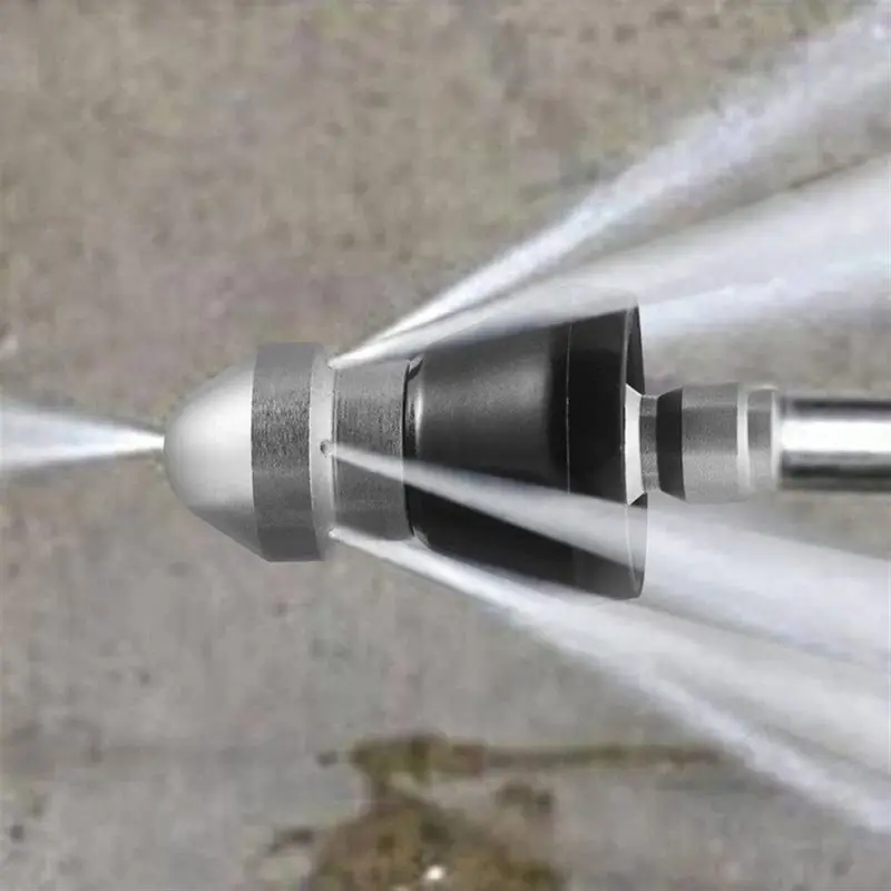 Sewer Cleaning Tool High Pressure Nozzle, Durable Pipe Unclogged Nozzle with 1 Front Jet and 6 Rear Jet, Drain Clog Remove Tool 2