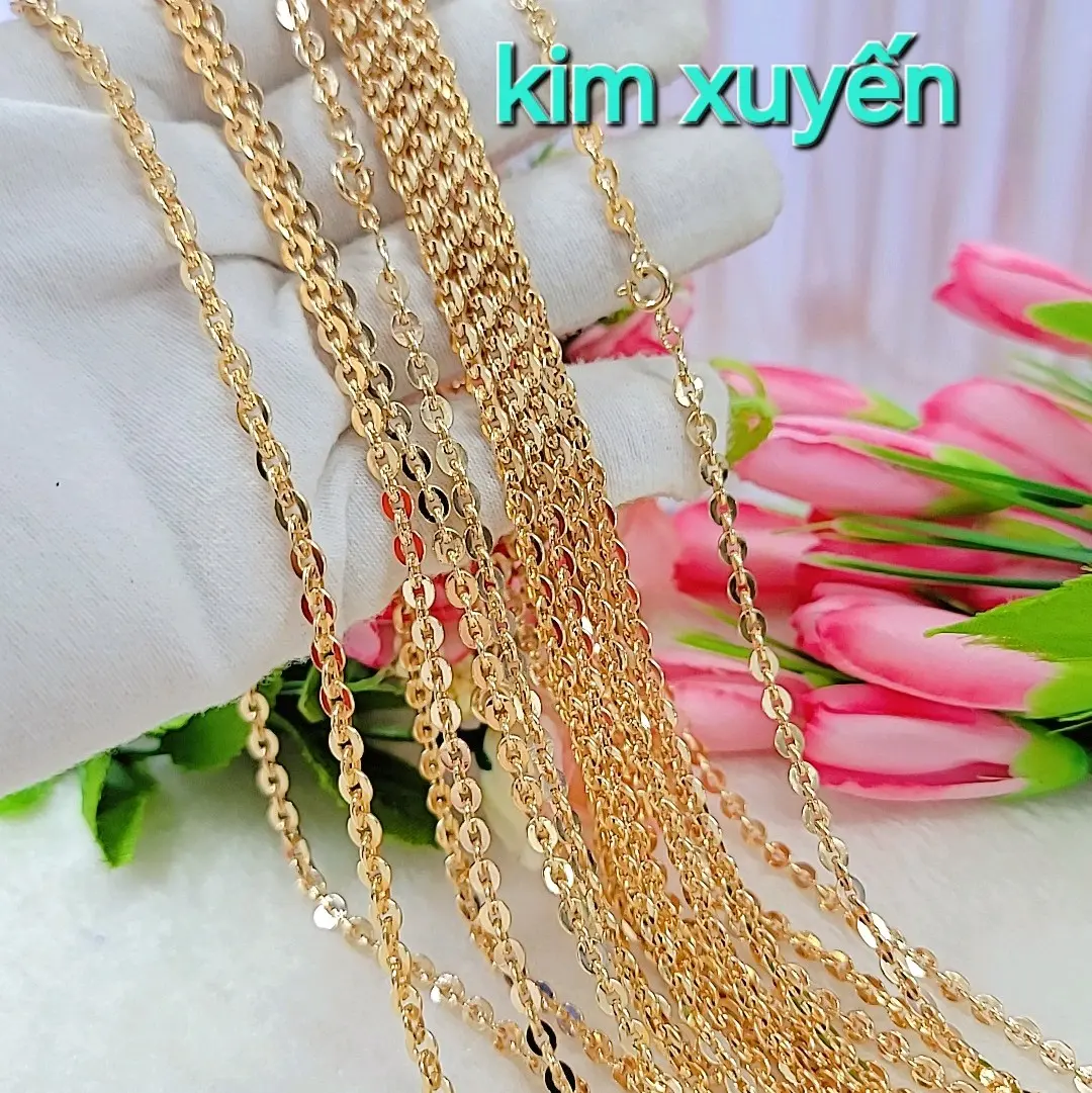 Dây chuyền cong khế 2 chỉ, 3 chỉ, 5 chỉ, hợp kim mạ vàng 18k , màu vàng 750