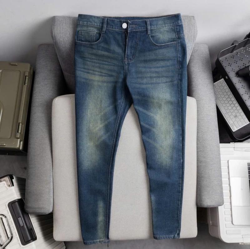 Quần Jean nam GKM234 co giãn khoá kéo nút gài quần bò nam ống suông chuẩn men hình thật Menswear Cotton Pants