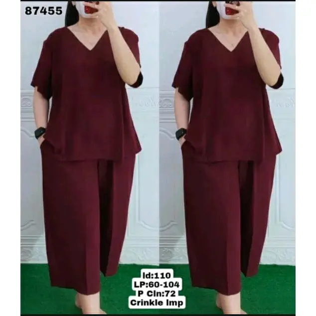 Setelan Andin Murah Terbaru Crinkle Airflow - Bahan Adem dan Tidak Nerawang Wanita Celana Atasan Dewasa 6
