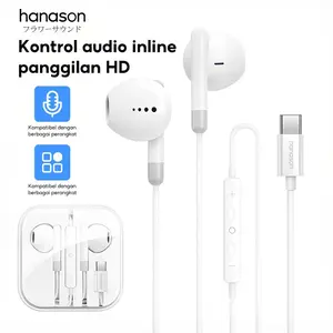 Hanason Headset Kabel Type-C Jack Lightning Jack for IPhone Android Semi-In-Ear Gaming Earphone Handsfree  - PP02/PP03
