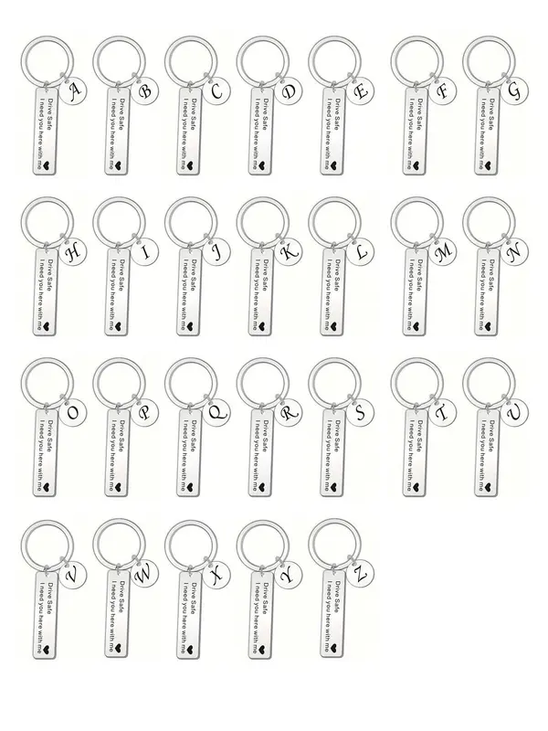 Drive Safe Letter Pattern Keychain, Stainless Steel Keychain for Car Keys, Fashion Accessories for Men & Women, Gift for Him Her Boyfriend Husband 7
