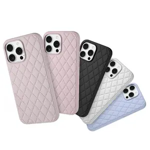 Diamond Bludru Rhombic Softcase untuk iPhone X-XR 11-17 AIR Plus Pro Max Rci488 dengan Lens Cover Penuh dan Desain Silicone Berkualitas Tinggi