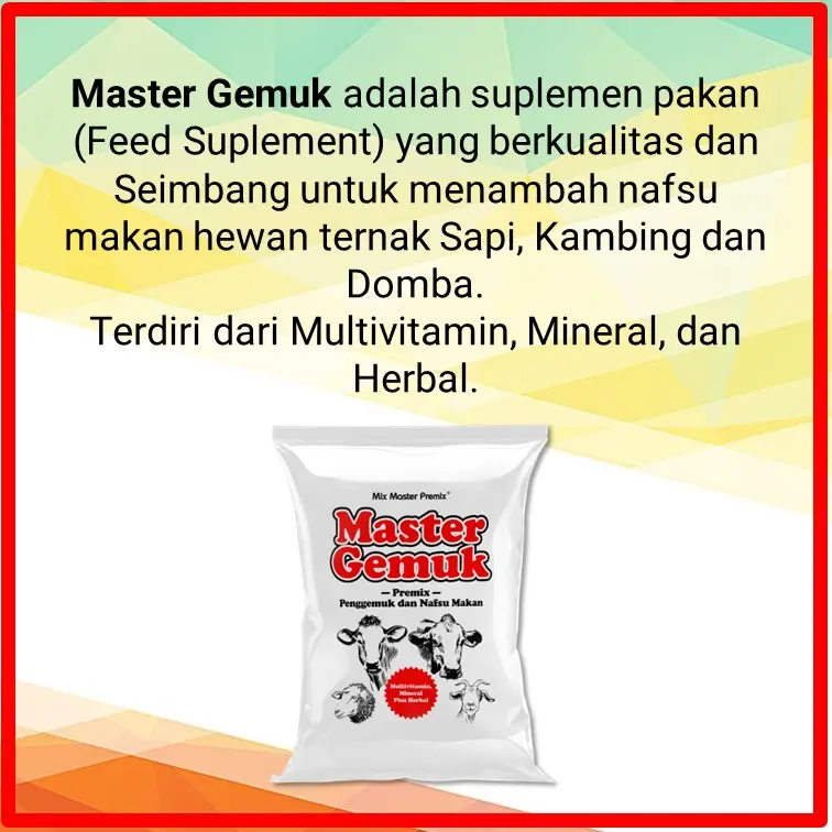 Master Gemuk - Suplemen Pakan Vitamin Mineral Untuk Penggemukan Sapi Kambing Domba 2