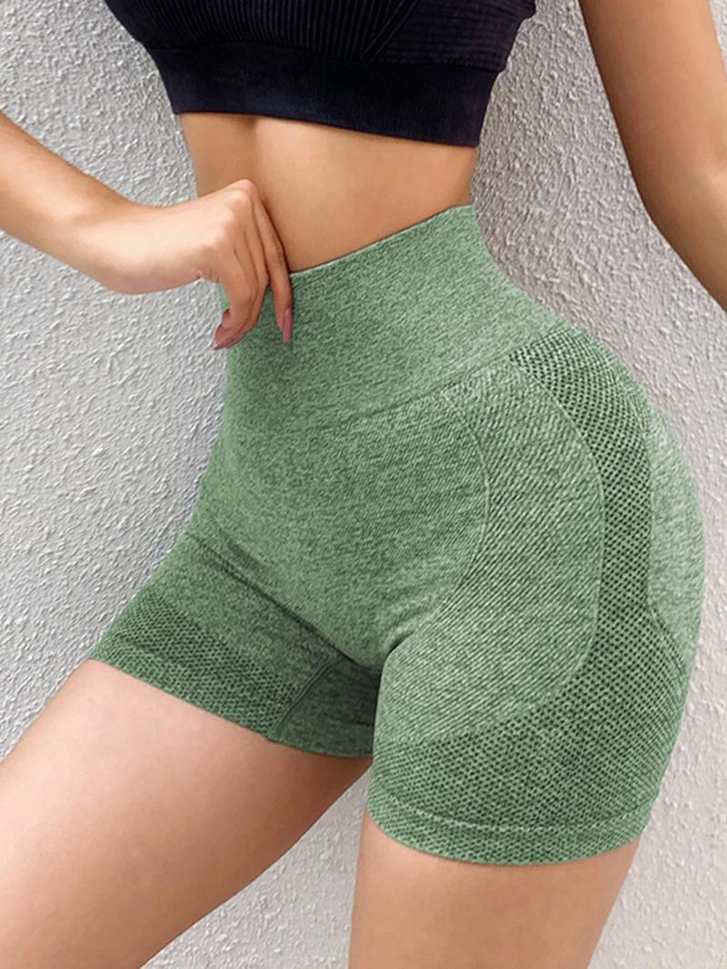 Product Introduction of Women's Solid Color High Waist Sports Shorts, Breathable Comfortable High Stretch Yoga Shorts, Ladies Sportswear for Indoor Outdoor Wear 4