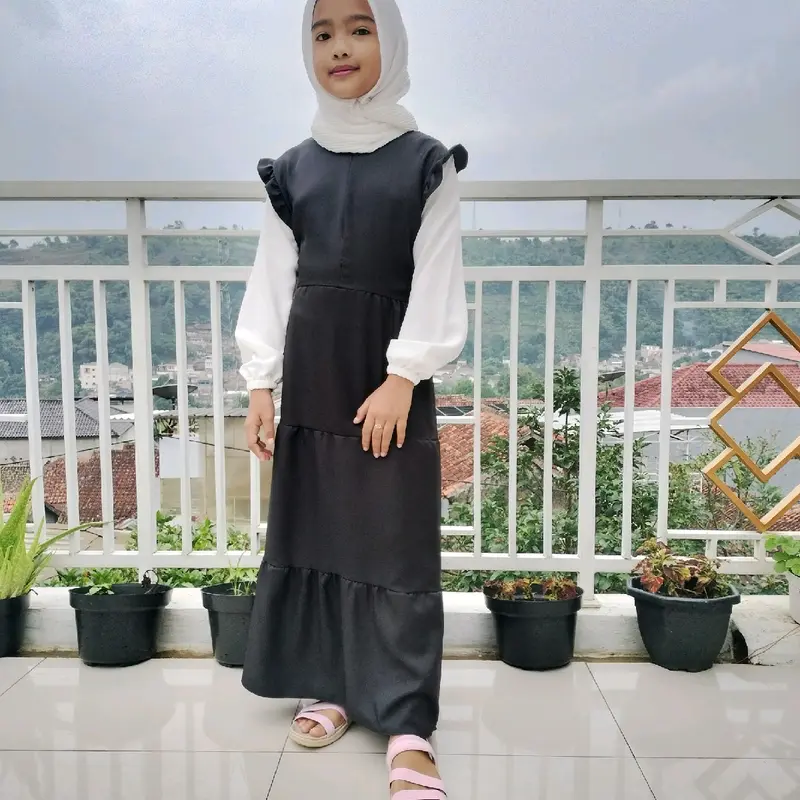 Gamis anak zilla terbaru size 1-11 tahun Muslim Polos 4