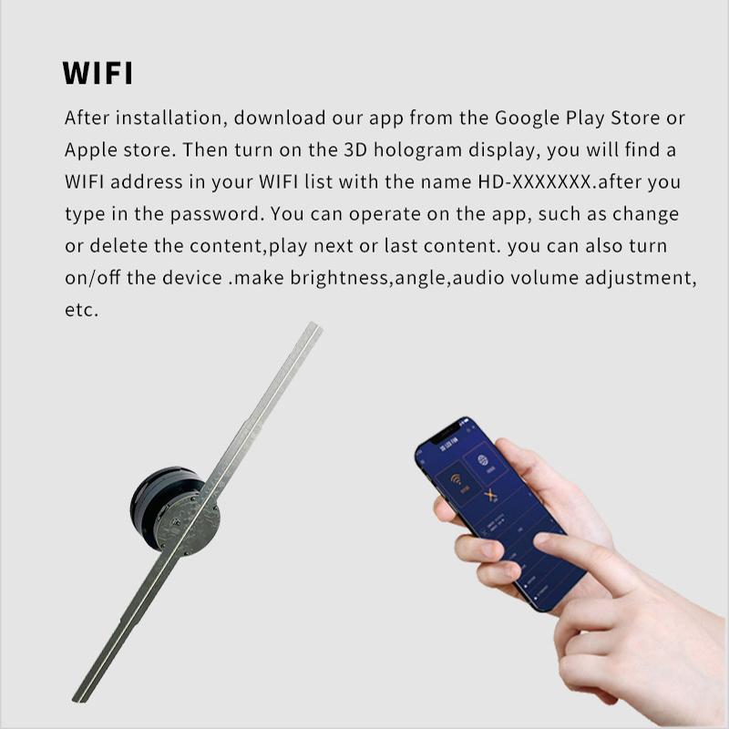 42CM 384Pcs WIFI hologram 3d fan projector Advertise Imaging Logo Light holographic led fan Party Decoration Advertising Display - Image 5