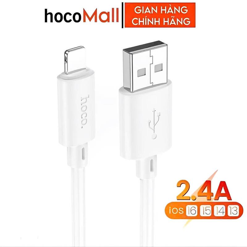 Dây sạc 2.4a chính hãng Hoco cáp sạc dài 1m 2m 3m siêu bền cho 6 7 8 11 12 13 14 xsmax