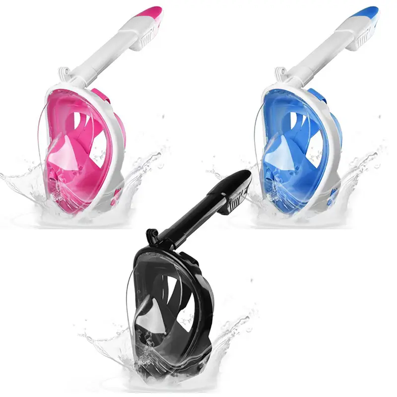 【COD】หน้ากากดำน้ำ แบบเต็มหน้า ไม่ต้องคาบ ท่อหายใจ กันฝ้า พร้อมขาติดกล้อง Diving Mask 180°ดูได้ชัดเจน ผู้ชาย ออกกำลังกาย