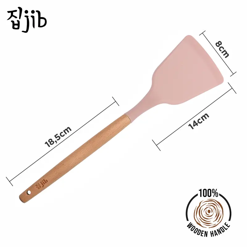 [EXCLUSIVE CREATOR] JIB Silicone Utensil Spatula / Spatula Silicon / Utensile Turner / Sutil Silikon Tahan Panas Gagang Kayu 3