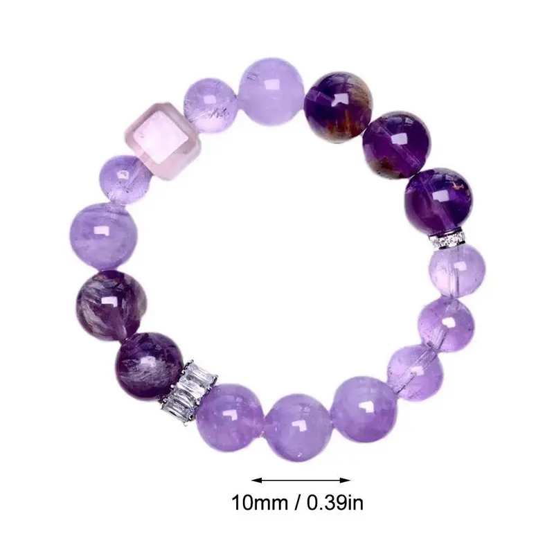 Vòng Tay Đính Cườm, Thiết Kế Mơ Ước Màu Tím, Đá Amethyst, Hổ Mắt, Vòng Tay Hoa Hồng 8