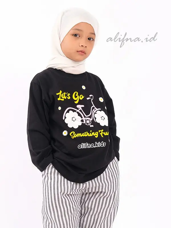 Setelan Anak Perempuan Kaos Katun Terbaru Kekinian usia 5 Sampai 14 Tahun alifna kids01 Baju Celana Fashion 8