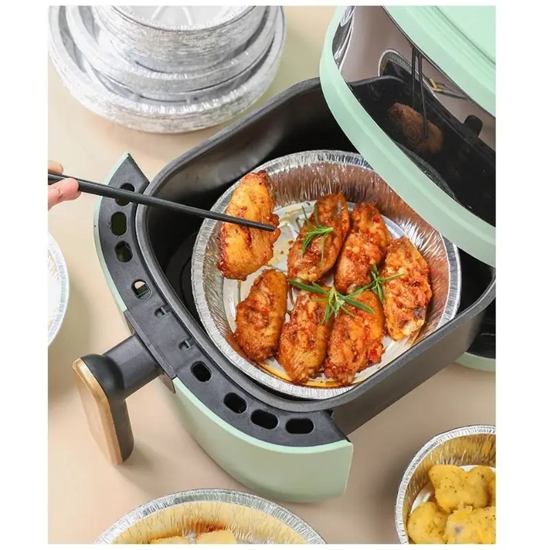 Khay Giấy Bạc Hình Tròn Lót Nồi Chiên Không Dầu - Khay Đĩa Giấy Bạc Đựng Thực Phẩm Lót Lò Nướng Đa Năng Tiện Dụng 4