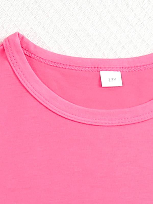 Teen Girl's Cat & Letter Print Drop Shoulder Tee, Casual Short Sleeve Round Neck T-Shirt for Summer, Teen Girl's Top for Daily Wear 7