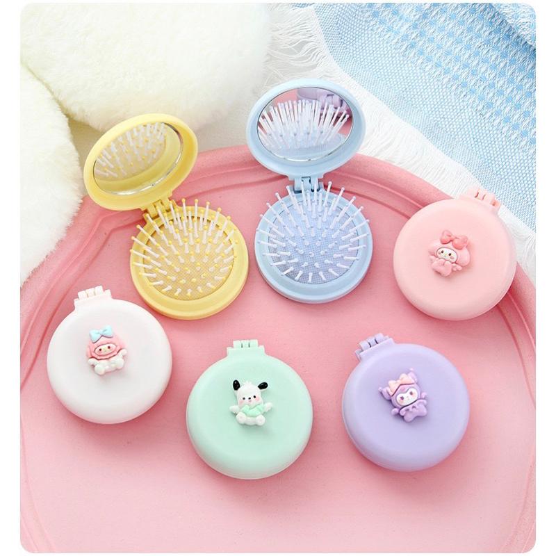 Gương Lược Massage Gấp Gọn Cầm Tay Mini Dễ Thương