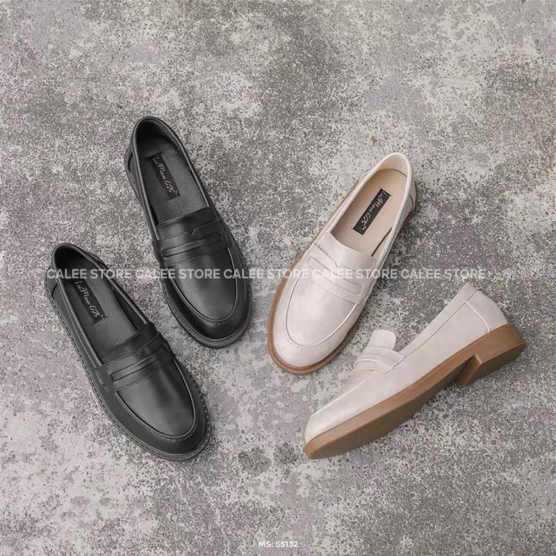 55132 ẢNH THẬT VIDEO MỚI VỀ Giày moca loafer bệt văn phòng lười xỏ da mềm nữ 3cm có sẵn cao cấp đen trắng kem milinaa ulzzang