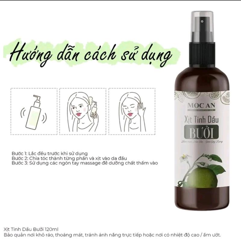 Xịt Tóc Tinh Dầu Vỏ Bưởi Xanh 120ml Mộc Ân Haircare dành cho tóc gãy rụng tóc hư tổn, hỗ trợ dưỡng dài, giảm gãy rụng 1