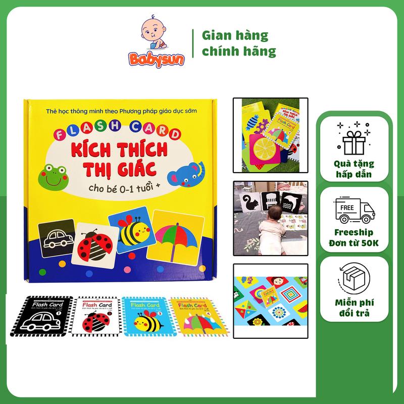 Bộ 80 thẻ flashcard kích thích thị giác cho trẻ sơ sinh kích thước 17 x17 cm giúp bé phát triển giác quan và nhận thức