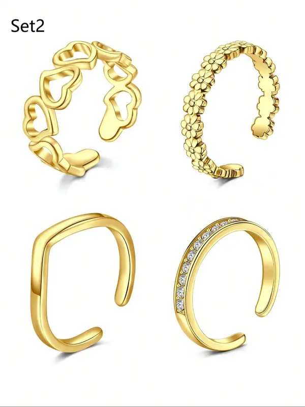 Cute Toe Ring Set, Adjustable Stainless Steel Toe Ring, Summer Beach Must-have Fashion Item, Comfortable To Wear 7