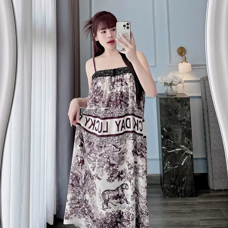 (TẶNG QUẦN)Đầm Ngủ 2 Dây Phối Ren Lụa Latin Tơ Tằm Size 40kg Đến 65kg 8