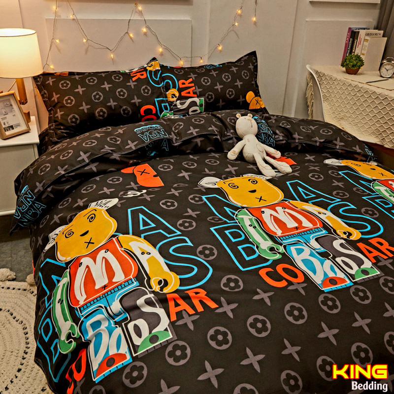 Bộ Vỏ Chăn Ga Gối 4 Món, 3 Món m2/m4/m6/m8/2m2 Cotton Poly 4 Mùa, Ga Giường Cá Heo Cute - King Home